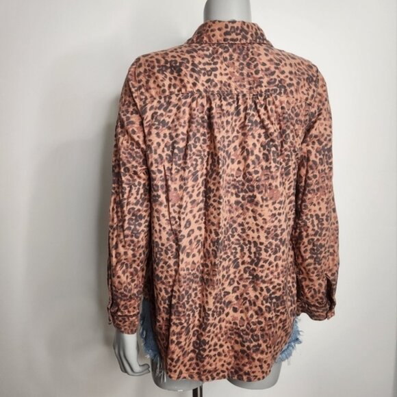 Aerie Leopard Print Button Down Pajama Long Sleeve Top Size M - Picture 6 of 11